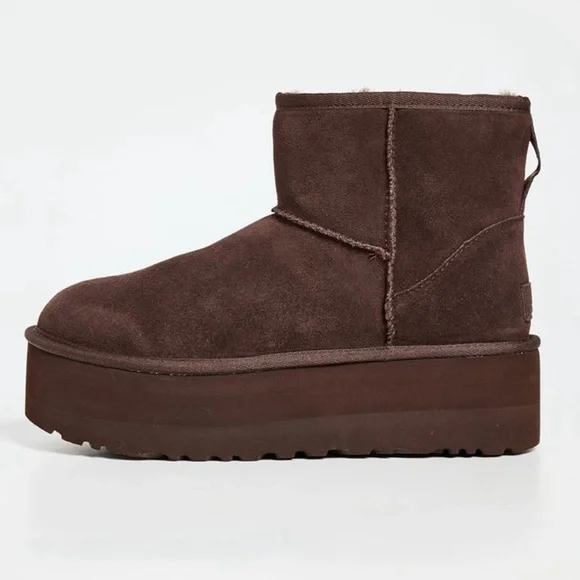 UGG Chocolate Brown Platform Winter Boots in Burn Cedar Color - Picture 4 of 7